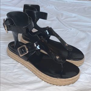 BCBG Generation Black Patent Gladiator Sandal